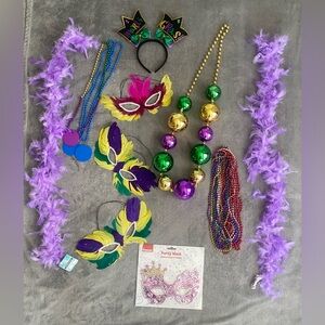 Mardi Gras Party Bundle Masks Beads Boas Accessories Lot